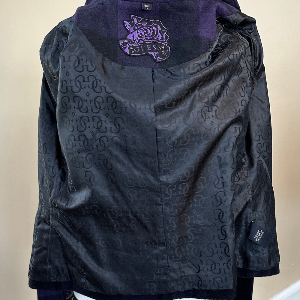 Guess Purple & Black Plaid Jacket - Picture 12 of 17